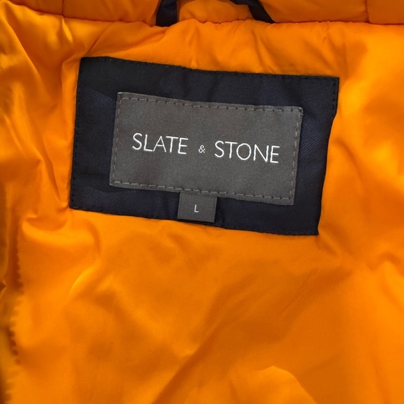 NWOT SLATE & STONE Greg Blue Gray Camo Hooded Puffer Coat Parka Size Large - Picture 8 of 9